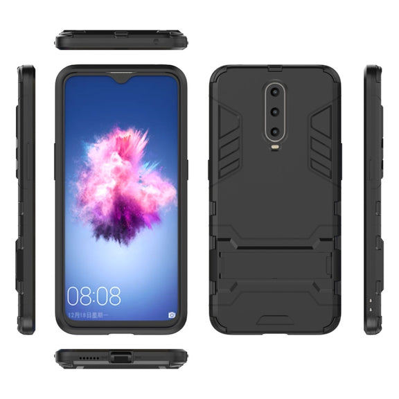 Shockproof PC + TPU  Case for OPPO R17 Pro, with Holder(Black)