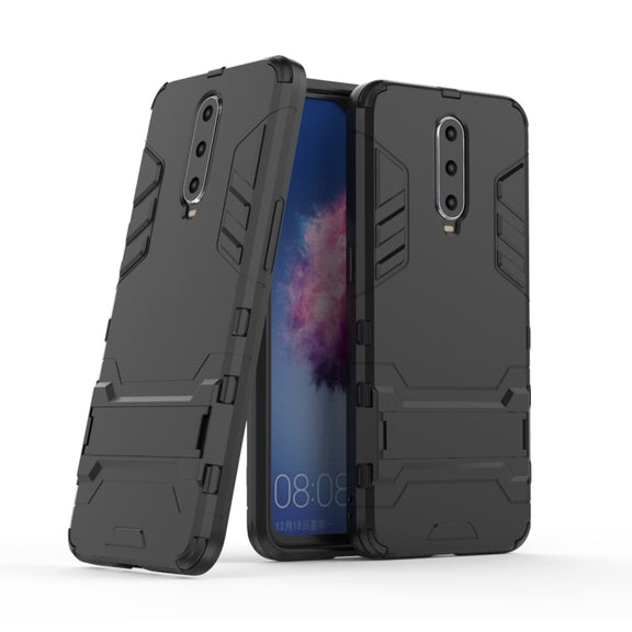 Shockproof PC + TPU  Case for OPPO R17 Pro, with Holder(Black)