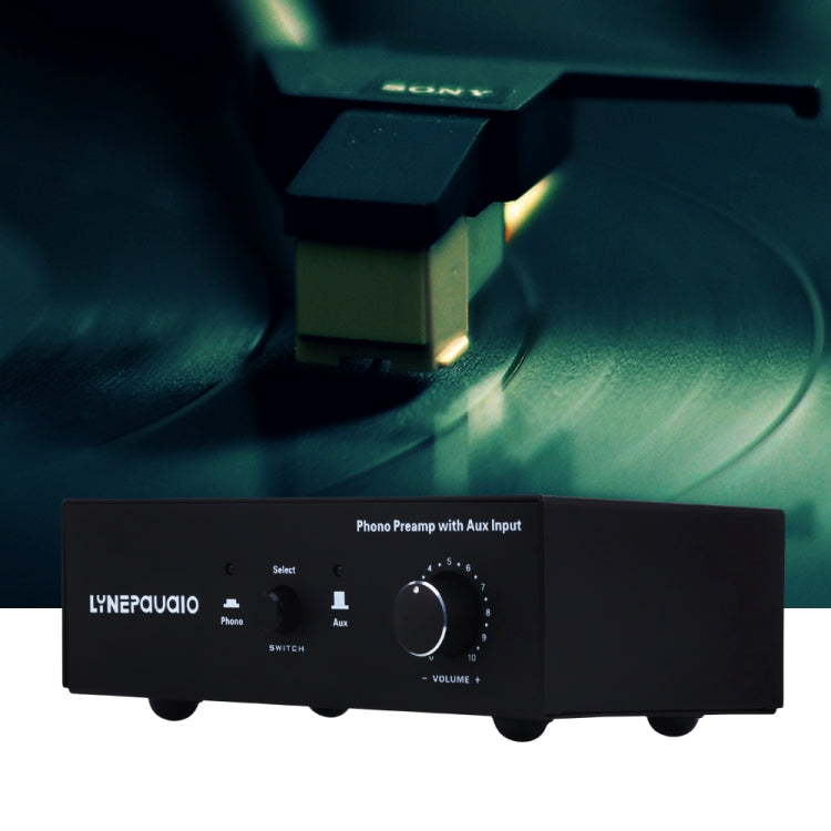 B855 LINEPAUDIO Phone Prephonograph Signal Amplifier with Auxiliary Input and Volume Control (Black)