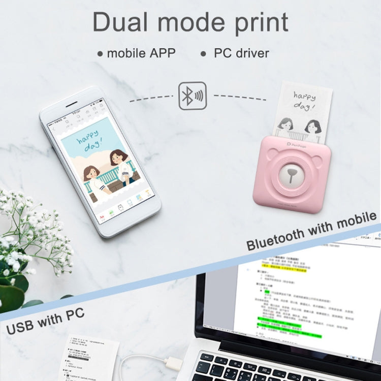 Peripage A6 Portable Inkless Pocket Thermal Bluetooth Printer(Pink)
