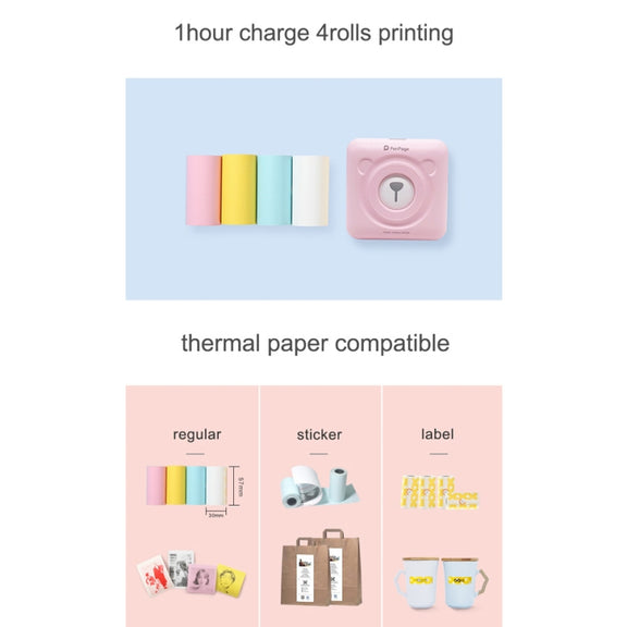 Peripage A6 Portable Inkless Pocket Thermal Bluetooth Printer(White)