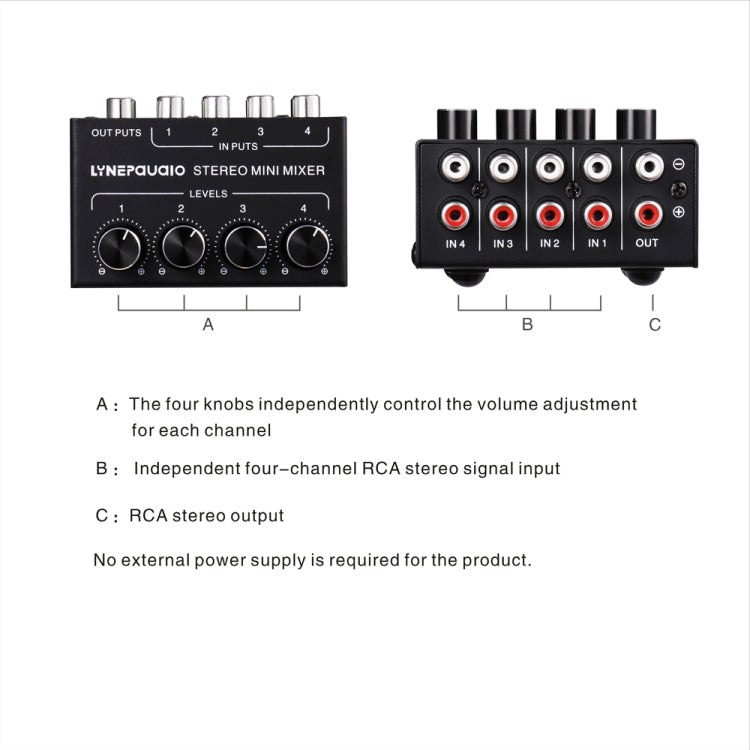 LINEPAUDIO B896 Four-channel Sassive Mixer (Black)