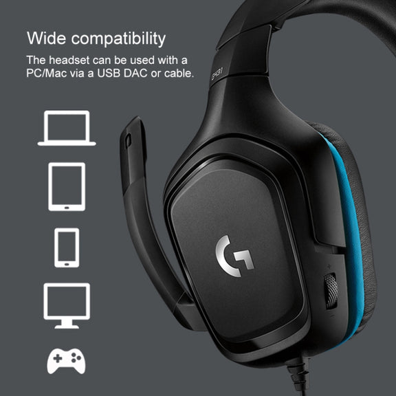 Logitech G431 Dolby 7.1 Surround Sound Stereo Folding Noise Reduction Competition Gaming Headset