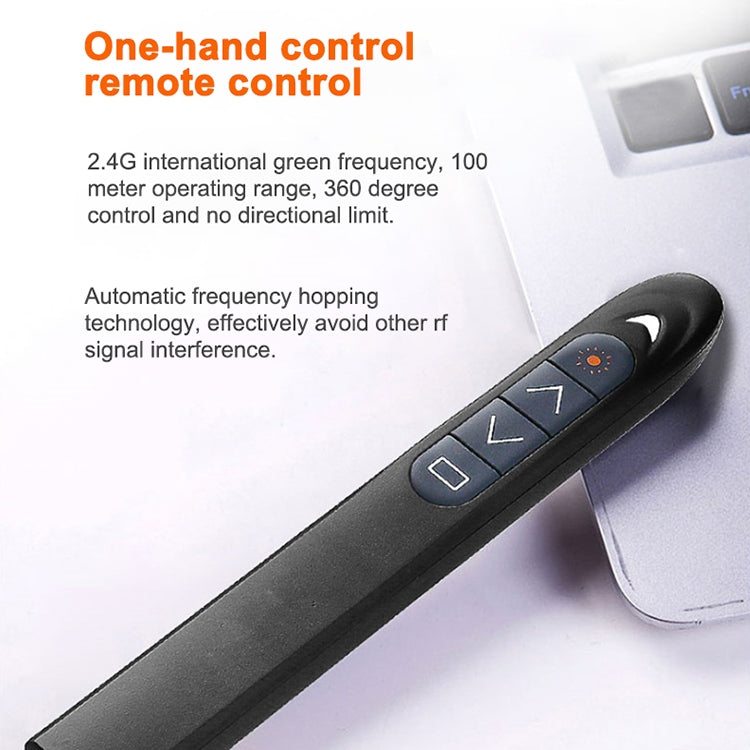 XM930 2.4GHz Wireless Laser PowerPoint Page Turning Pen Multimedia Wireless Presentation Projection Pen with USB Receiver, Support Low Battery Remind, Remote Control Distance: 100m(White)