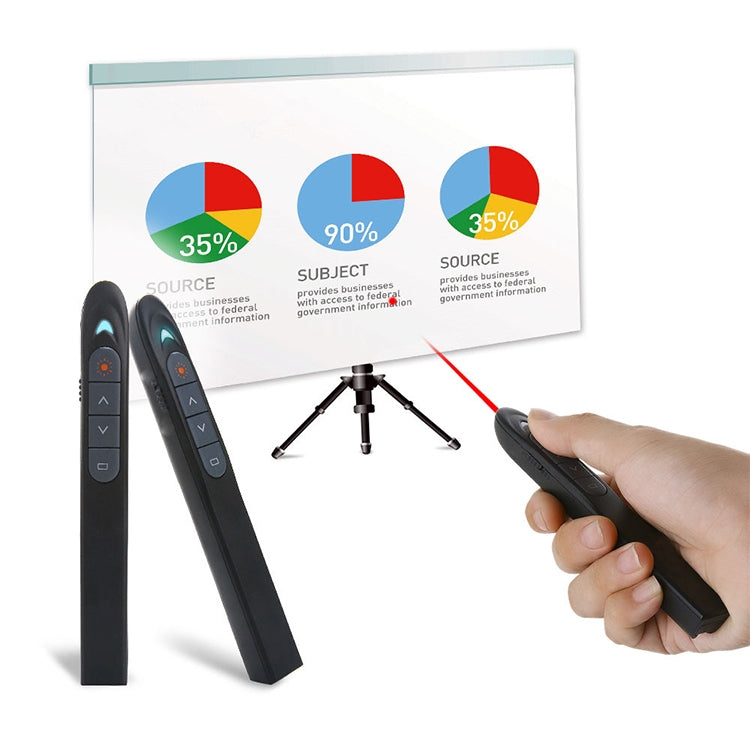 XM930 2.4GHz Wireless Laser PowerPoint Page Turning Pen Multimedia Wireless Presentation Projection Pen with USB Receiver, Support Low Battery Remind, Remote Control Distance: 100m(White)