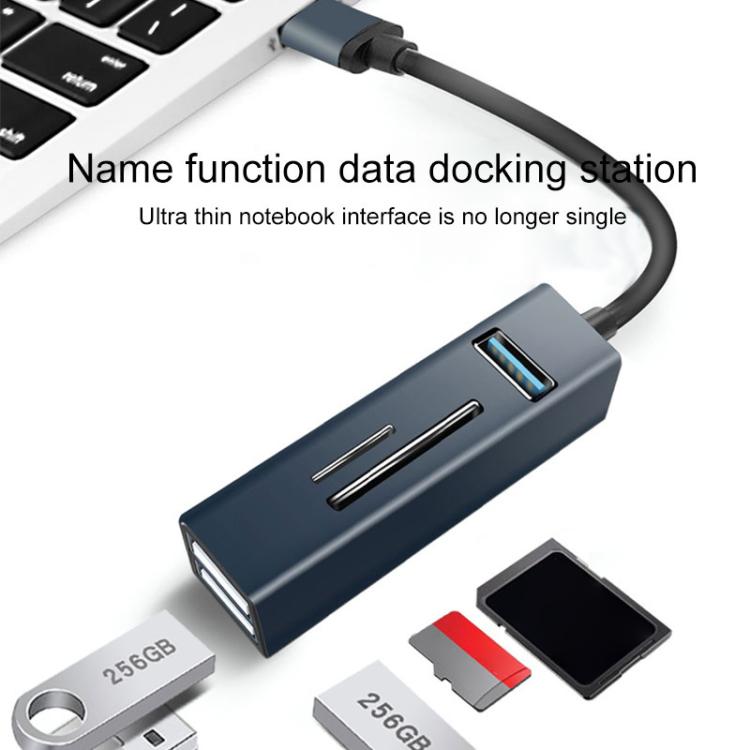 15102 5 in 1 USB-C / Type-C to USB3.0 + SD / TF Card Reader HUB Adapter (Blue)