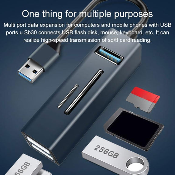 15102 5 in 1 USB-C / Type-C to USB3.0 + SD / TF Card Reader HUB Adapter (Blue)