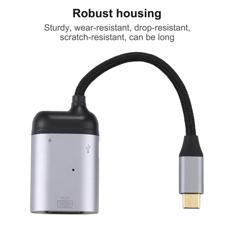 4K UHD USB-C / Type-C to VGA + PD Data Sync Adapter Cable