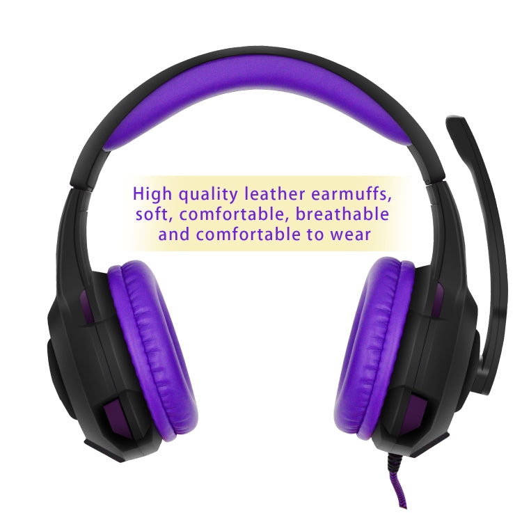SADES AH-68 3.5mm Plug Wire-controlled E-sports Gaming Headset with Retractable Microphone, Cable Length: 2m(Black purple)