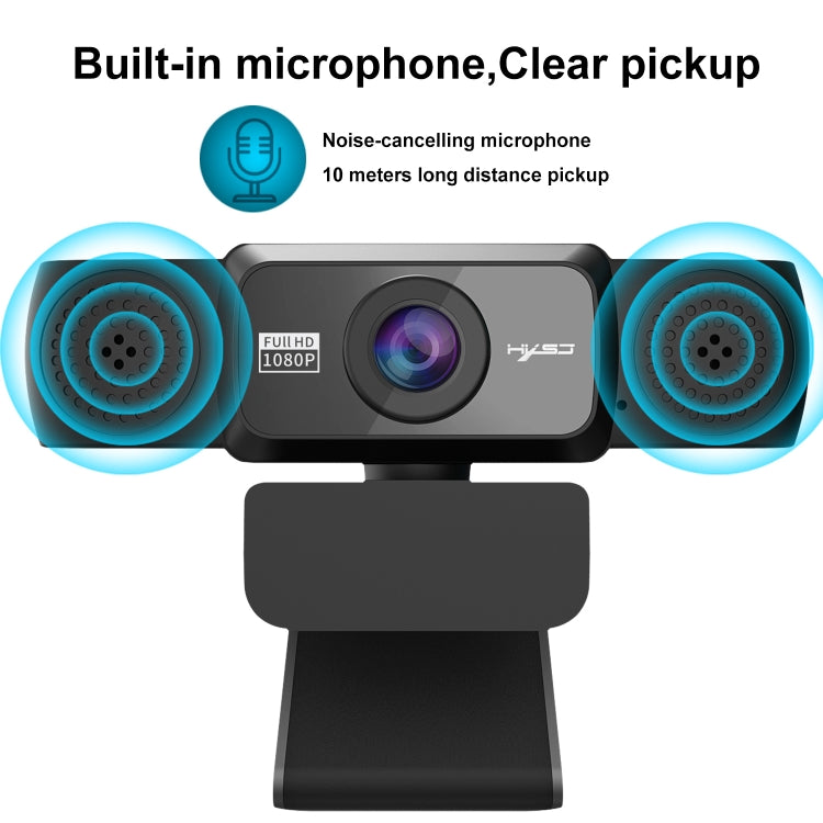 HXSJ S5 1080P Adjustable HD Video Webcam PC Camera with Microphone(Black)
