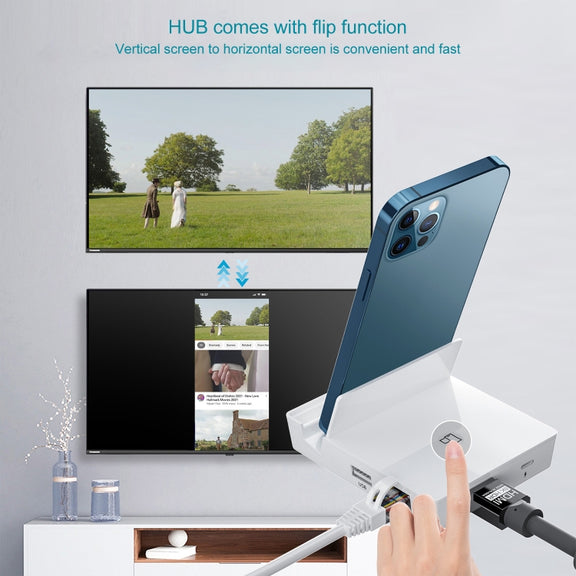 THT-020-1 Multi-functional HD Display Screen Converter with Network Card Function & Charging Base