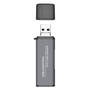 118 2 in 1 USB + 8 Pin Interfaces USB Flash Disk / Memory Card OTG Card Reader for IOS System Mobile Phone / Computer (Dark Gray)