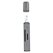 118 2 in 1 USB + 8 Pin Interfaces USB Flash Disk / Memory Card OTG Card Reader for IOS System Mobile Phone / Computer (Dark Gray)