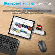 118 2 in 1 USB + 8 Pin Interfaces USB Flash Disk / Memory Card OTG Card Reader for IOS System Mobile Phone / Computer (Dark Gray)