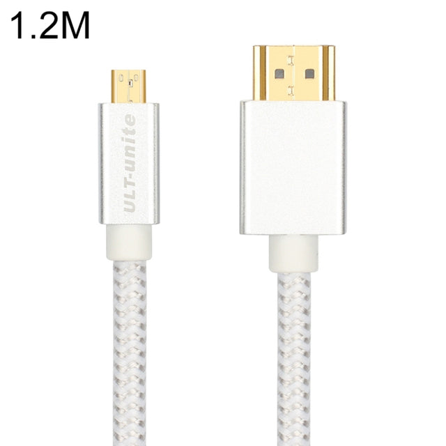 ULT-unite Gold-plated Head HDMI Male to Micro HDMI Male Nylon Braided Cable, Cable Length: 1.2m (Silver)