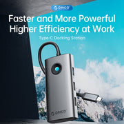 ORICO PW11-5P Type-C / USB-C 5-in-1 5Gbps Multifunction Docking Station(Dark Gray)