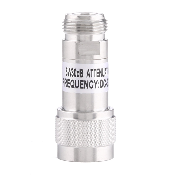 5W 30dBi N Female to N Male DC-13GHz Frequency Gain Attenuator(Silver)