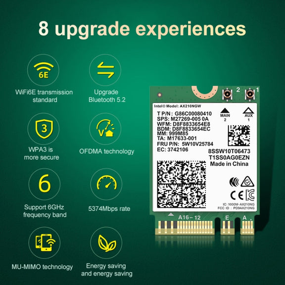 COMFAST AX210 vPro-M 5374Mbps Bluetooth 5.2 Tri-band Wireless Network Card
