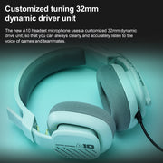 Logitech Astro A10 Gen 2 Wired Headset Over-ear Gaming Headphones (Green)