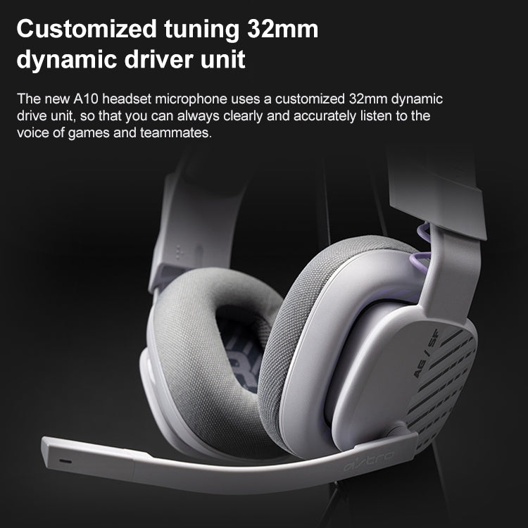 Logitech Astro A10 Gen 2 Wired Headset Over-ear Gaming Headphones (Grey)