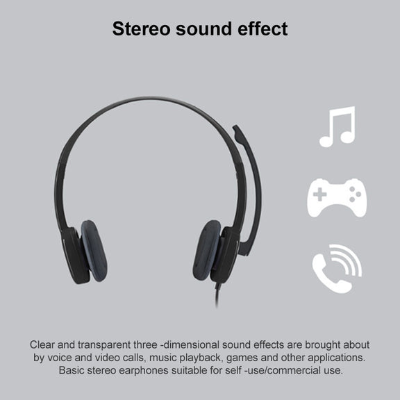Logitech H151 Wired Headphone Single 3.5mm Earphone Gaming Headset Stereo with MIC