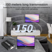 Measy DVI1815 DVI Extender Transmitter and Receiver Converter, POE Single Power Supply, Transmission Distance: 150m(EU Plug)