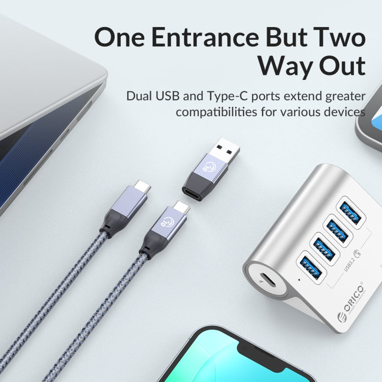 ORICO M3UT3 3-port USB 3.2 HUB with Card Reader (Silver)