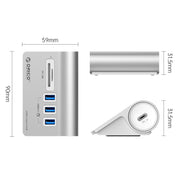ORICO M3UT3 3-port USB 3.2 HUB with Card Reader (Silver)