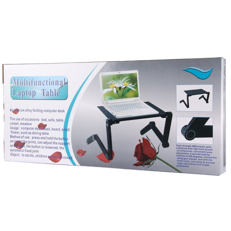 Portable 360 Degree Adjustable Foldable Aluminium Alloy Desk Stand with Mouse Pad for Laptop / Notebook, without CPU Fans(Magenta)