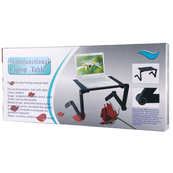 Portable 360 Degree Adjustable Foldable Aluminium Alloy Desk Stand with Mouse Pad for Laptop / Notebook, without CPU Fans(Magenta)