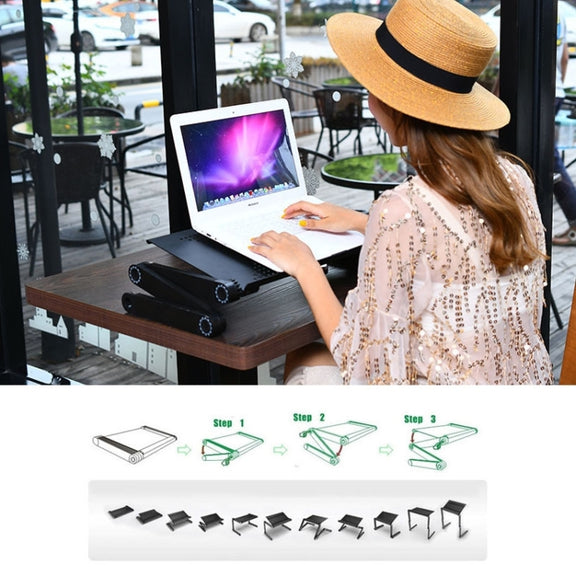 Lengthen Portable 360 Degree Adjustable Foldable Aluminium Alloy Desk Stand for Laptop / Notebook, without CPU Fans & Mouse Pad(Black)