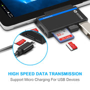 ROCKETEK RT-SGO727 USB 3.0 + USB 2.0 + Micro USB Interface Hub for Microsoft Surface Go, with 2 TF Card & SD Card Slots