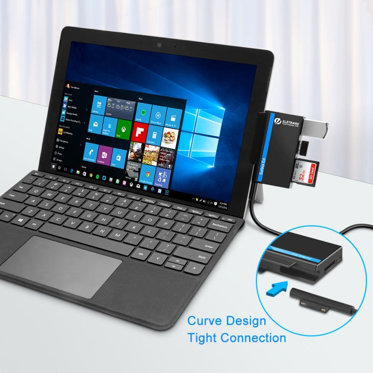 ROCKETEK RT-SGO737 2 USB 3.0 + Micro USB Interface Hub for Microsoft Surface Go, with 2 TF Card & SD Card Slots