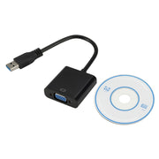 External Graphics Card Converter Cable USB3.0 to VGA, Resolution: 1080P(Black)