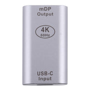 Type-C / USB-C Female to Mini DP Female Aluminium Alloy Adapter (Silver)