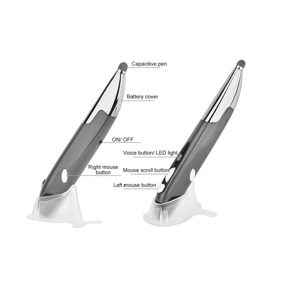 PR-06S 4-keys Smart Wireless Optical Mouse with Stylus Pen Function, Support Voice Operation / Translation (Grey)