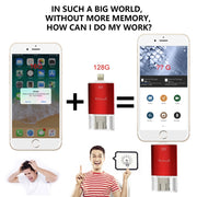 Richwell 3 in 1 128G Type-C + 8 Pin + USB 3.0 Metal Double Cover Push-pull Flash Disk with OTG Function(Red)