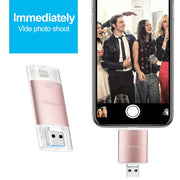 Richwell 3 in 1 64G Type-C + 8 Pin + USB 3.0 Metal Double Cover Push-pull Flash Disk with OTG Function(Red)