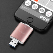 Richwell 3 in 1 64G Type-C + 8 Pin + USB 3.0 Metal Double Cover Push-pull Flash Disk with OTG Function(Red)