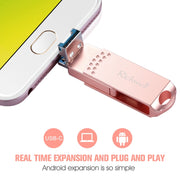 Richwell 3 in 1 32G Type-C + Micro USB + USB 3.0 Metal Flash Disk with OTG Function(Silver)