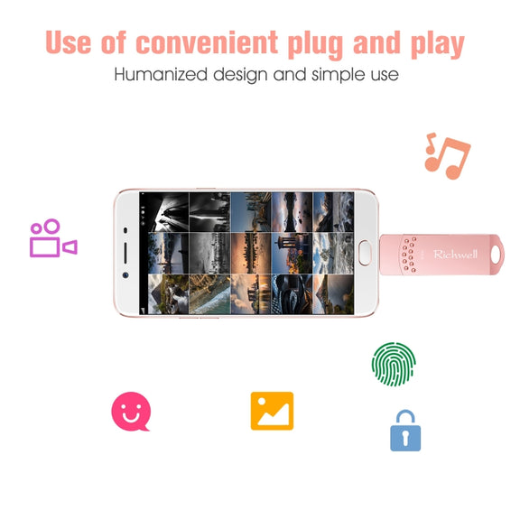 Richwell 3 in 1 32G Type-C + Micro USB + USB 3.0 Metal Flash Disk with OTG Function(Silver)