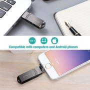 Richwell 128G Type-C + 8 Pin + USB 3.0 Metal Flash Disk with OTG Function(Black)