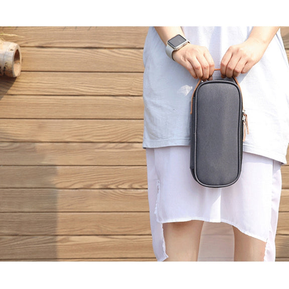 Multi-function Headphone Charger Data Cable Storage Bag, Ultra Fiber Portable Power Pack, Size: M, 16.5x6x23.5cm (Blue)