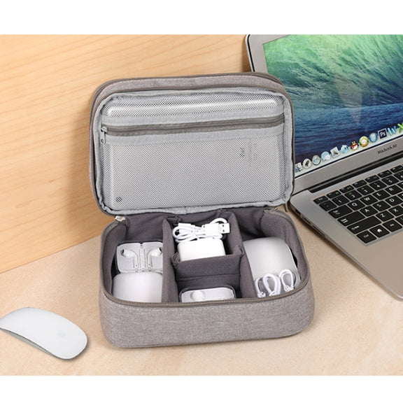 Multi-function Headphone Charger Data Cable Storage Bag, Single Layer Storage Bag, Size: 23x16x7cm(Black)