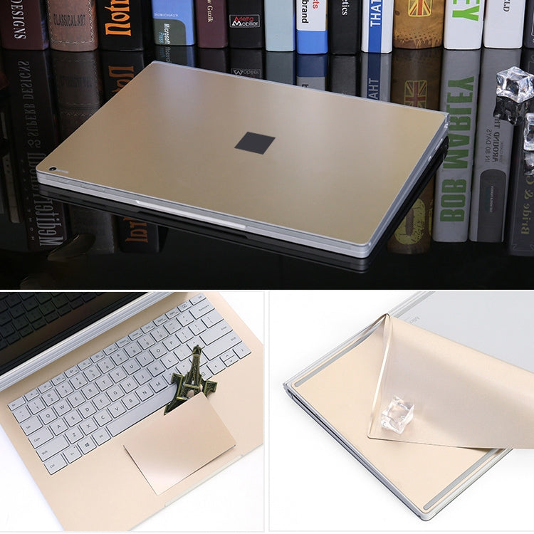4 in 1 Notebook Shell Protective Film Sticker Set for Microsoft Surface Book 2 15 inch(Gold)
