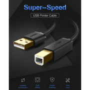 UGREEN USB 2.0 Gold-plated Printer Cable Data Cable, For Canon, Epson, HP, Cable Length: 1.5m