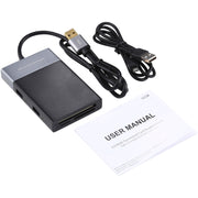6 In 1 Multi-function Dual USB 3.0 + XQD + CF + TF + SD Card Reader