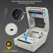 POS-9210 110mm USB POS Receipt Thermal Printer Express Delivery Barcode Label Printer, EU Plug(White)
