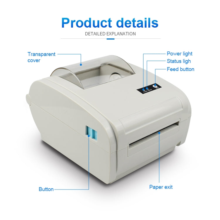 POS-9210 110mm USB POS Receipt Thermal Printer Express Delivery Barcode Label Printer, EU Plug(White)