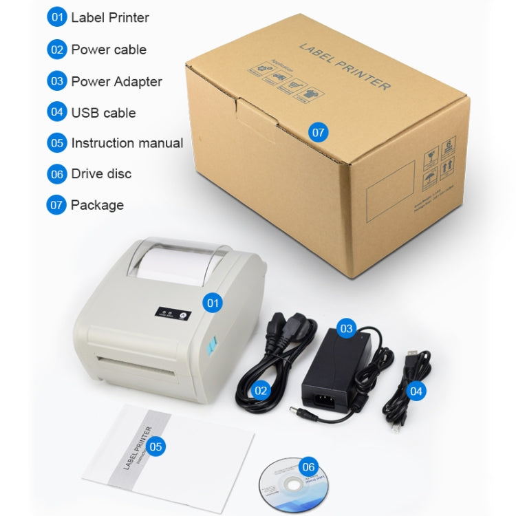 POS-9210 110mm USB POS Receipt Thermal Printer Express Delivery Barcode Label Printer, EU Plug(White)